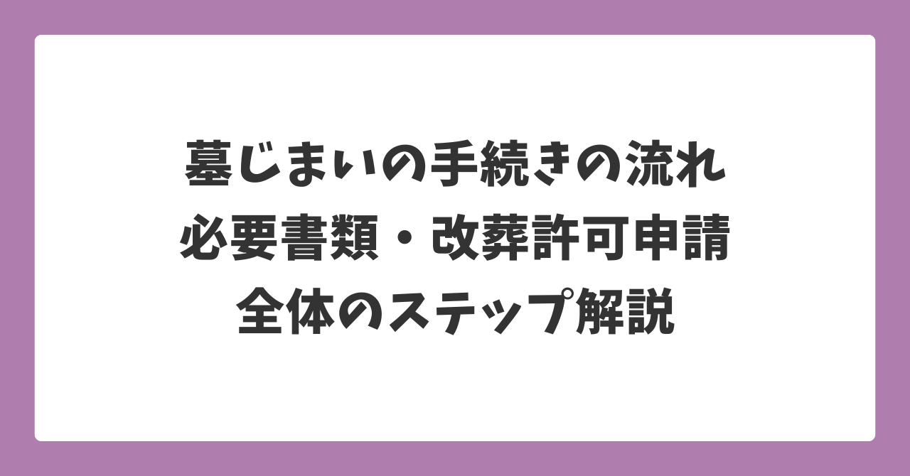 墓じまいの手続きの流れと必要書類、改葬許可申請の全体ステップを解説した図